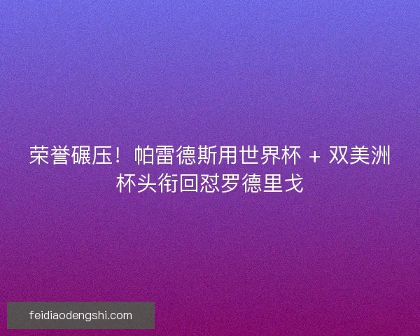 荣誉碾压！帕雷德斯用世界杯 + 双美洲杯头衔回怼罗德里戈