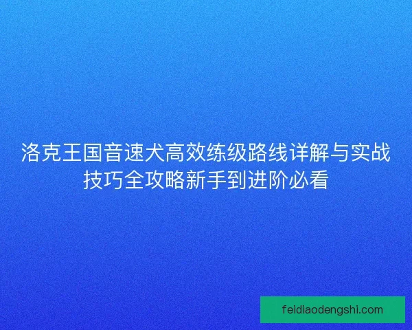 洛克王国音速犬高效练级路线详解与实战技巧全攻略新手到进阶必看
